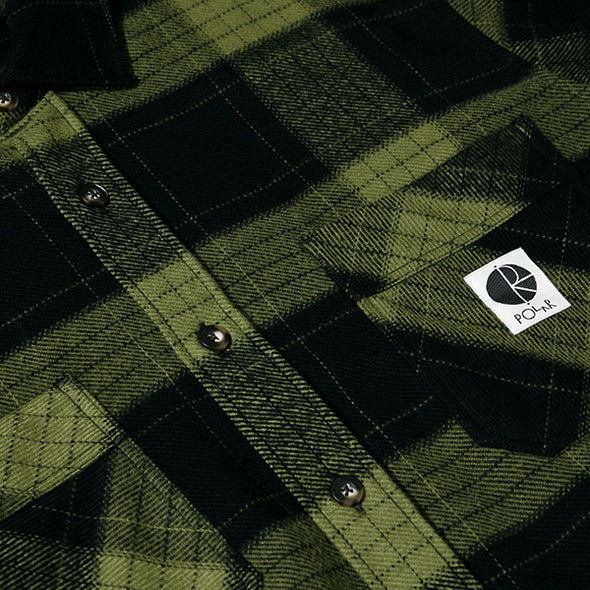 Polar Skate Co. Mike Flannel LS Shirt Black/Army Green
