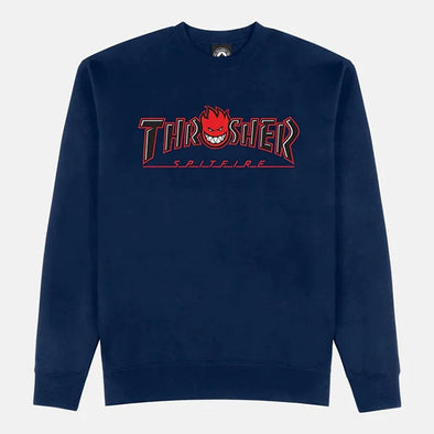 Thrasher x Spitfire Big Head Outline Crewneck Navy – Xtreme