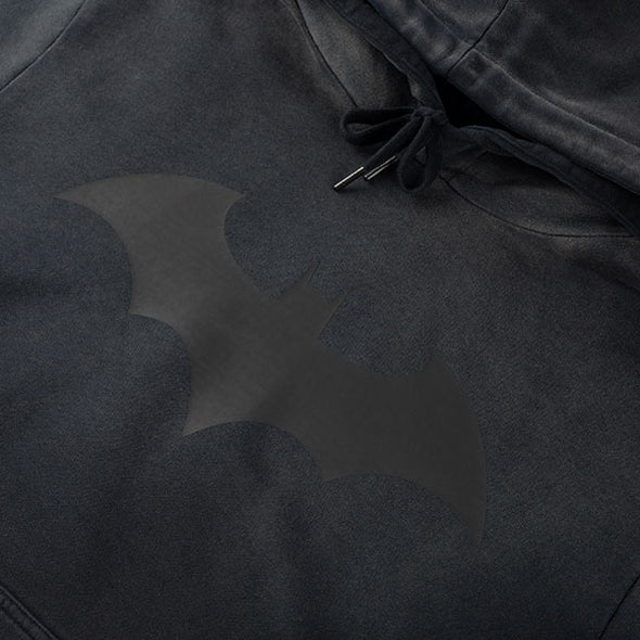 Welcome Bat Logo Sun-Fade Hoodie Black