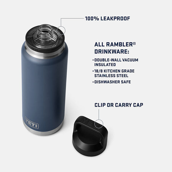 Yeti Rambler 36 oz Water Bottle with Chug Cap Black