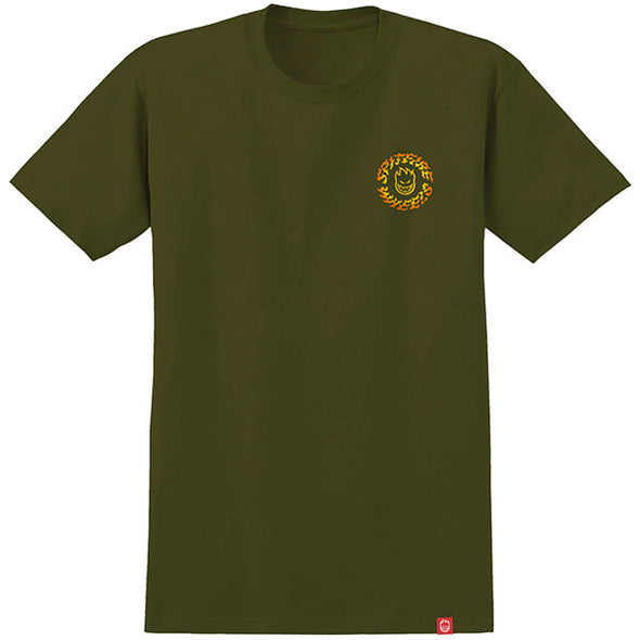 Spitfire Torched Script T-Shirt - Military Green/Yellow/Orange