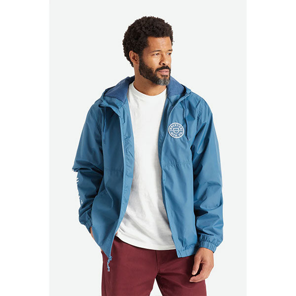 Brixton Claxton Crest Lightweight Zip Hood Jacket - Indian Teal