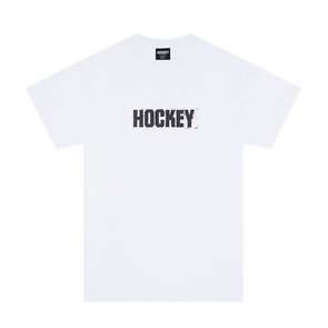Hockey Sticker Logo Tee White