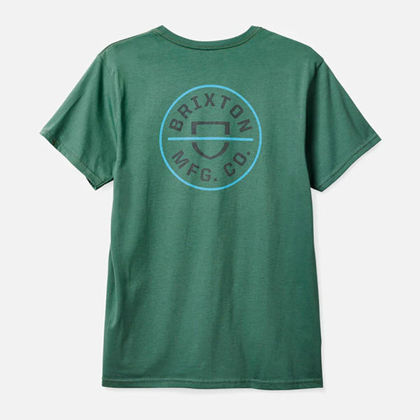 Brixton Crest II S/S Standard Tee   Dark Forest/Teal/Grey