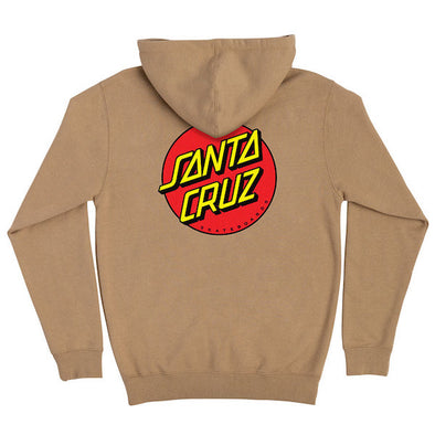 Santa Cruz Mens Classic Dot Zip Hoodie Sweatshirt Sandstone