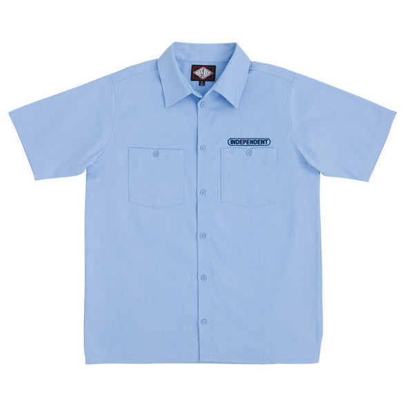 Independent Baseplate Mens Short-Sleeve Work Top Light Blue