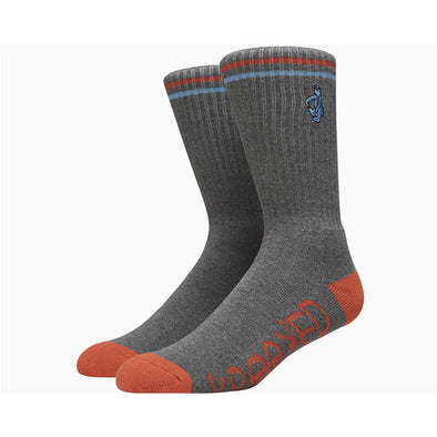 Krooked Shmoo Emb Socks - Charcoal Heather/Blue/Red