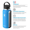 Hydro Flask Wide Mouth 32 oz Vacuum Insulated Stainless Steel Water Bottle with 2.0 Flex Cap Black