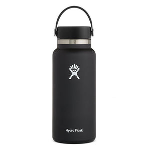 Hydro Flask Wide Mouth 32 oz Vacuum Insulated Stainless Steel Water Bottle with 2.0 Flex Cap Black