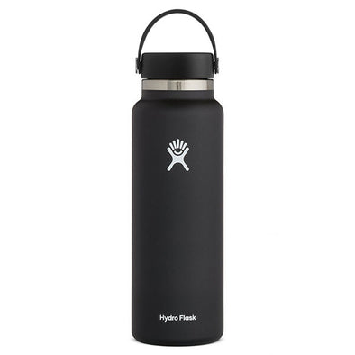 Hydro Flask Wide Mouth 40 oz Vacuum Insulated Stainless Steel Water Bottle with 2.0 Flex Cap Black